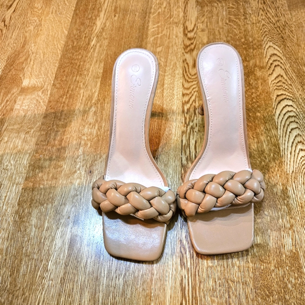 Braided Tan Women's Slide Sandals, Sz 9,  New